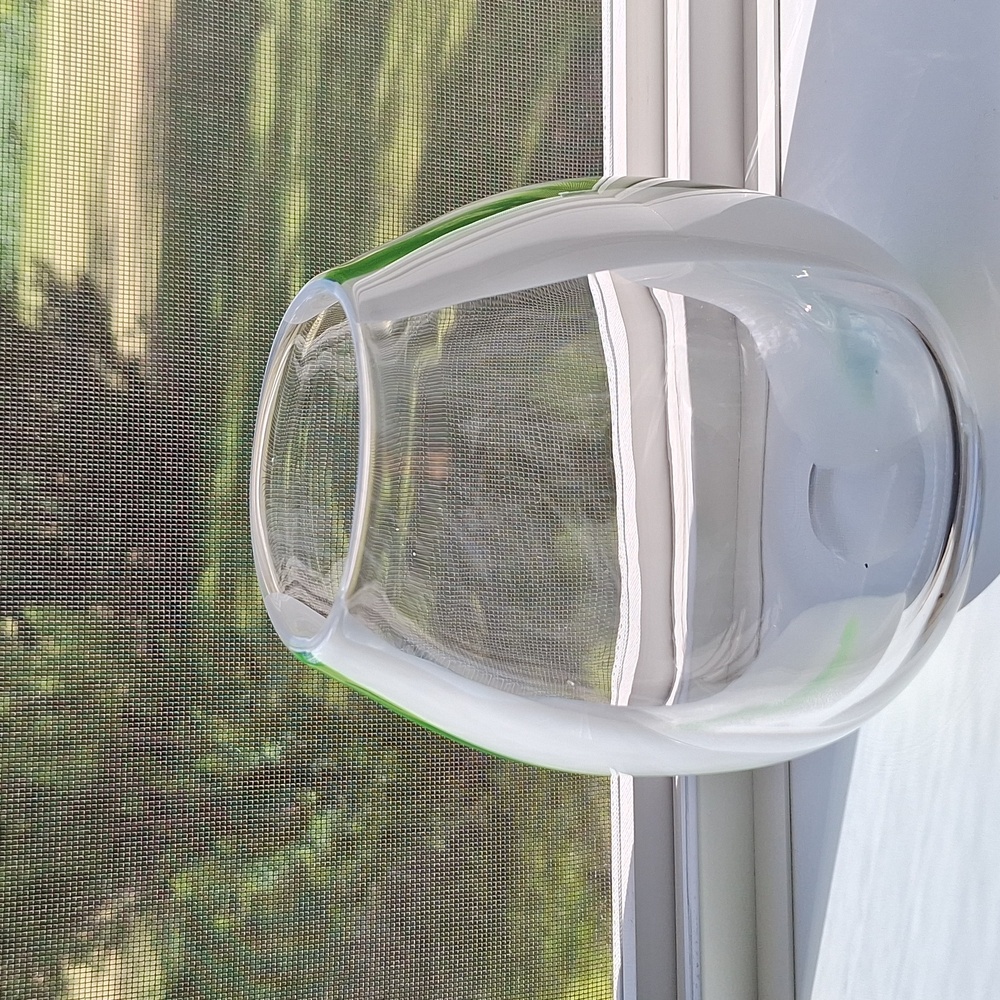#ADI Art glass vase clear white and green - Picture 2 of 5